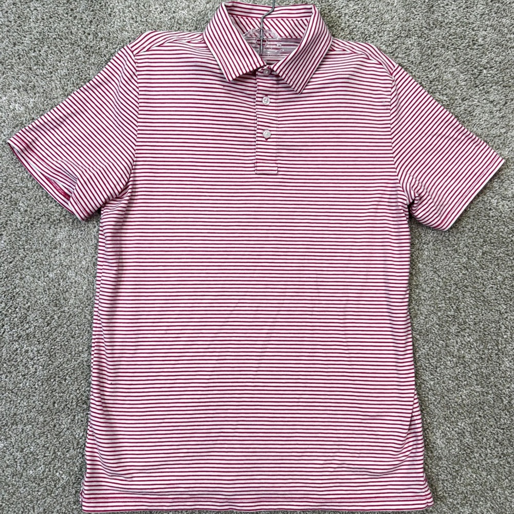 Vineyard Vines Polo Mens XL Short Sleeve Striped Red White Pima Cotton EUC
